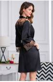 Короткий черный халат Mia-Amore Amanda 3633