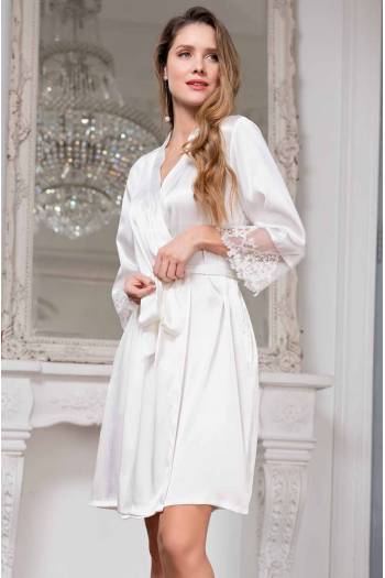 Короткий шелковый халат Mia-Amore White Swan 3553